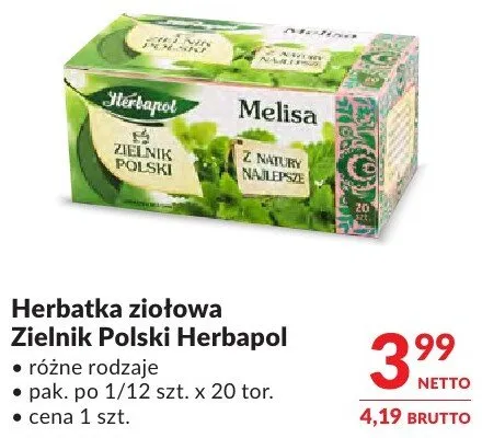 Herbatka ziołowa Zielnik Polski Herbapol różne rodzaje promocja w Makro