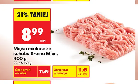 Mięso mielone ze schabu Kraina Mięs promocja w Biedronka