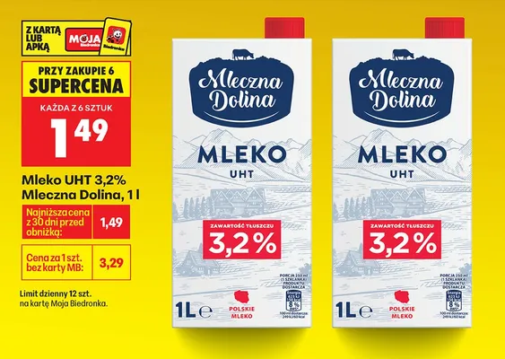Mleko UHT 3,2% promocja w Biedronka