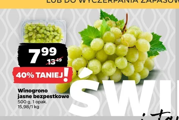 Winogrono jasne bezpestkowe promocja w Netto