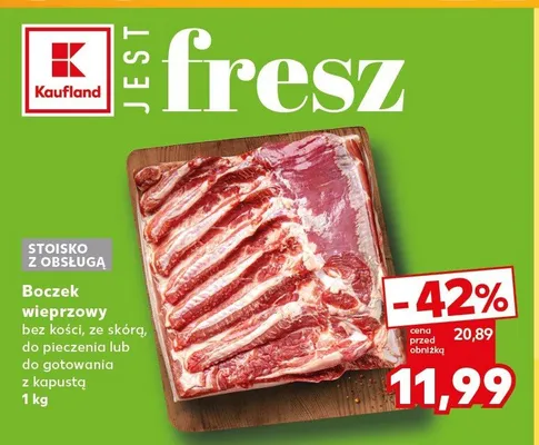 Boczek wieprzowy bez kości ze skórą promocja w Kaufland