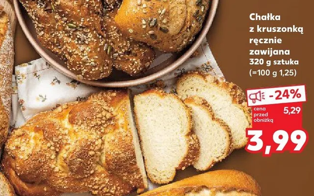 Chałka z kruszonką ręcznie zawijana promocja w Kaufland