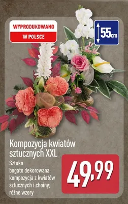 Kompozycja kwiatów sztucznych Xxl promocja w Aldi