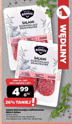 Salami dojrzewające delikatesowe Mistrz Rohus promocja w Netto