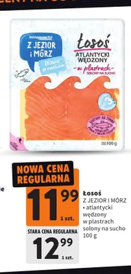 Łosoś atlantycki wędzony w plastrach solony na sucho Z Jezior i Mórz promocja w Intermarche