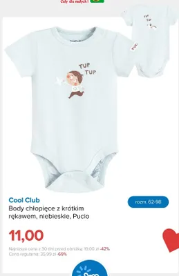Body chłopięce z krótkim rękawem Cool Club niebieskie Pucio promocja w Smyk