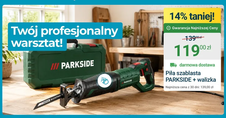 Piła szablasta Parkside z walizką promocja w ERLI