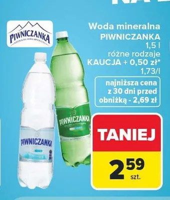 Woda mineralna Piwniczanka promocja w Carrefour