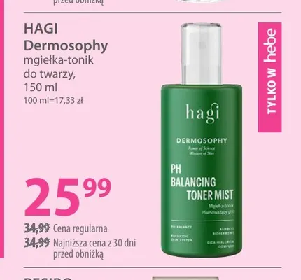 Dermosophy mgiełka-tonik do twarzy Hagi promocja w Hebe