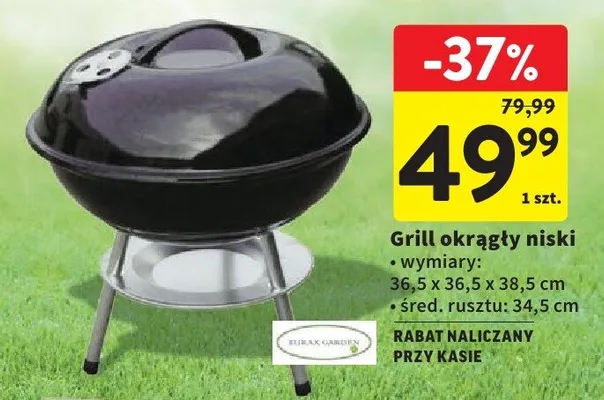 Grill okrągły niski Floral Garden 36,5x36,5x38,5cm śred. rusztu: 34,5cm promocja w Intermarche