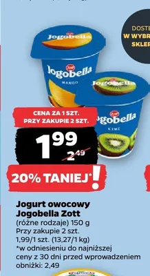 Jogurt owocowy Jogobella Zott promocja w Netto