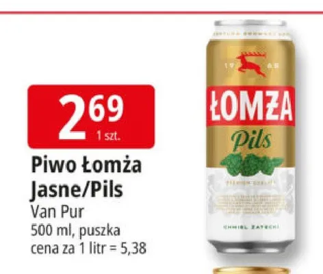 Piwo Łomża Jasne/Pils promocja w Leclerc