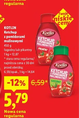 Ketchup z pomidorami malinowymi łagodny Kotlin promocja w Lidl