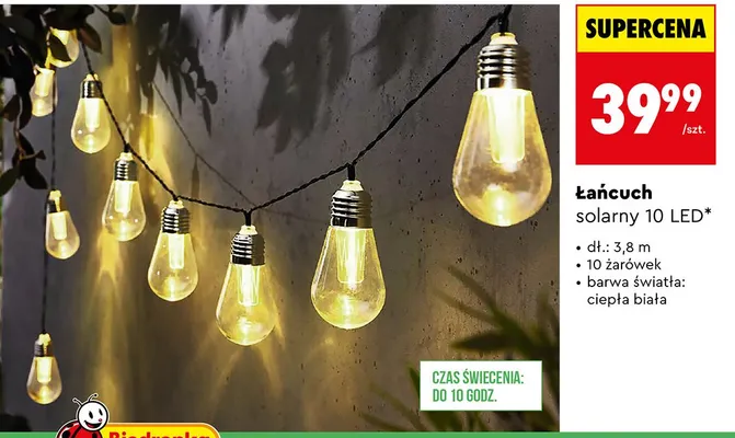 Łańcuch solarny 10 LED promocja w Biedronka