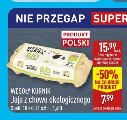 Jajka kurze z chowu ekologicznego Wesoły Kurnik promocja w Aldi
