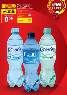 Woda mineralna gazowana Polaris lekko promocja w Biedronka