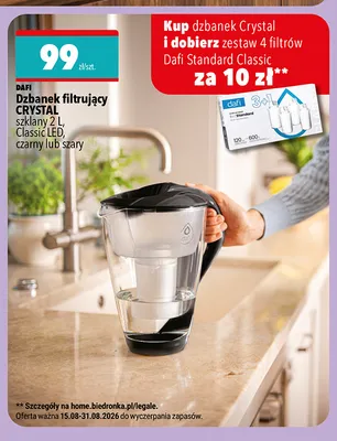 Dzbanek filtrujący Dafi Crystal szklany 2 l czarny promocja w Biedronka
