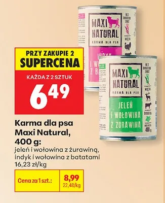 Karma dla psa Maxi Natural jeleń i wołowina z żurawiną 400 g promocja w Biedronka