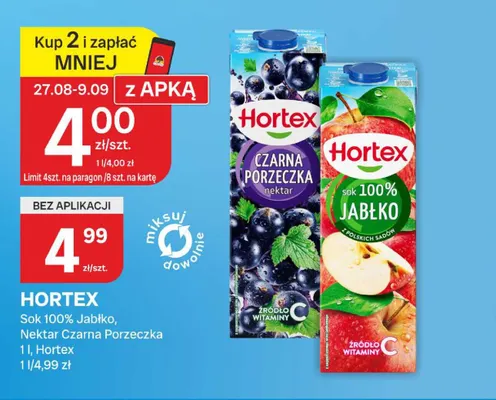 Sok jabłko Hortex 100% promocja w Chorten