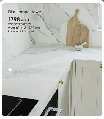 Blat kompaktowy Calacatta Olympus wym. 62x1,2x300cm promocja w Castorama