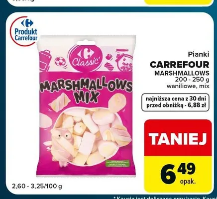 Pianki marshmallows waniliowe Carrefour promocja w Globi