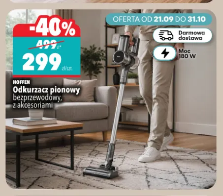 Odkurzacz pionowy bezprzewodowy z akcesoriami Hoffen promocja w Biedronka Home