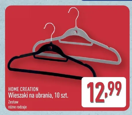 Wieszaki na ubrania HOME CREATION 10-pak promocja w Aldi
