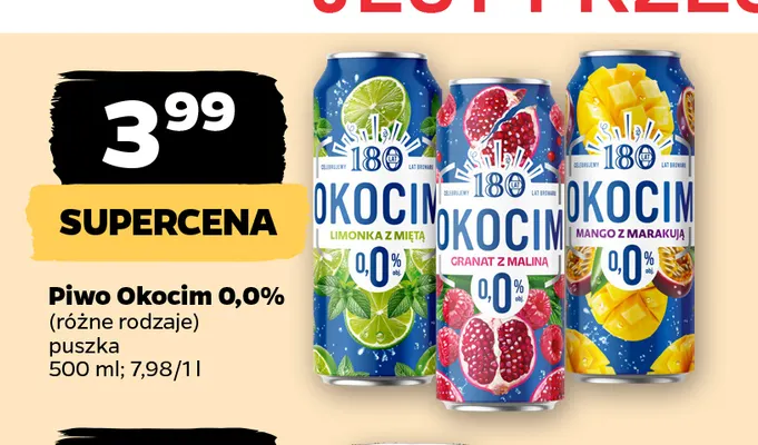 Piwo bezalkoholowe Okocim Granat z maliną promocja w Netto