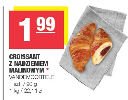 Croissant z nadzieniem malinowym Vandemoortele promocja w SPAR