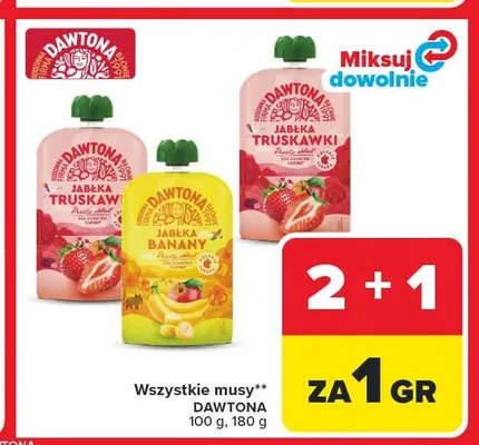 Mus jabłka truskawki promocja w Carrefour