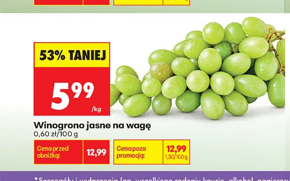 Winogrono jasne na wagę promocja w Biedronka