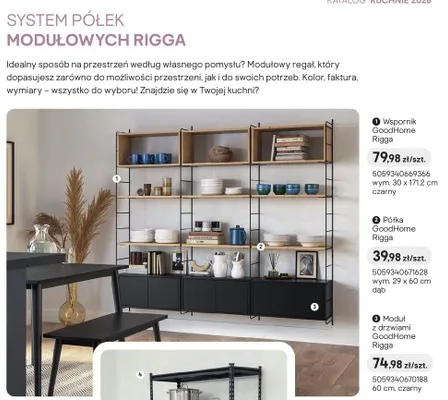 Wspornik GoodHome Rigga wym. 30x171,2cm czarny promocja w Castorama