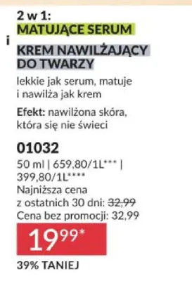2 w 1: Matujące serum i krem nawilżający do twarzy Avon Skin Mattify promocja w AVON