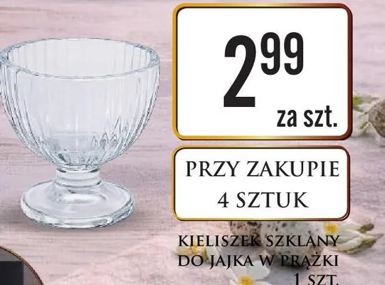 Kieliszek szklany do jajka z ryflowaniem Dino promocja w Dino
