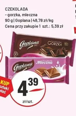 Czekolada ciemna mleczna 40% Goplana promocja w Sedal