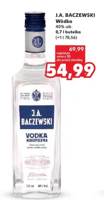 Wódka J.A. Baczewski 40% alk. promocja w Kaufland