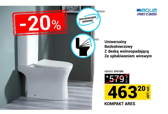 Kompakt WC Aqua Mercado Ares promocja w Merkury Market