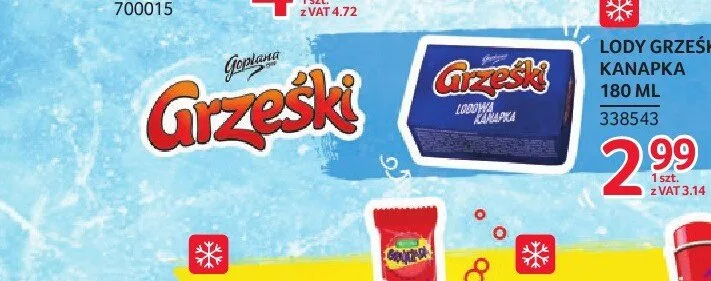 Lody GRZEŚKI Kanapka 180ml promocja w Selgros
