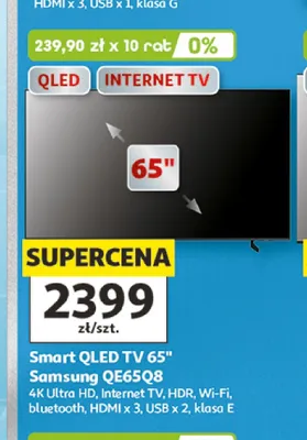 Telewizor Smart QLED Samsung QE65Q8 65" promocja w Auchan