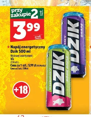 Napój energetyczny Dzik Grape promocja w TOPAZ