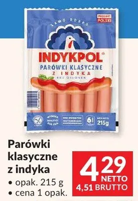 Parówki klasyczne z indyka Indykpol promocja w Makro