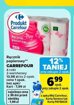Ręcznik papierowy 2-warstwowy Carrefour 4-pak promocja w Carrefour Market