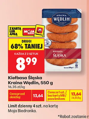 Kiełbasa śląska Kraina Wędlin promocja w Biedronka