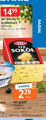 Ser Gouda w plastrach Mlekovita promocja w Leclerc