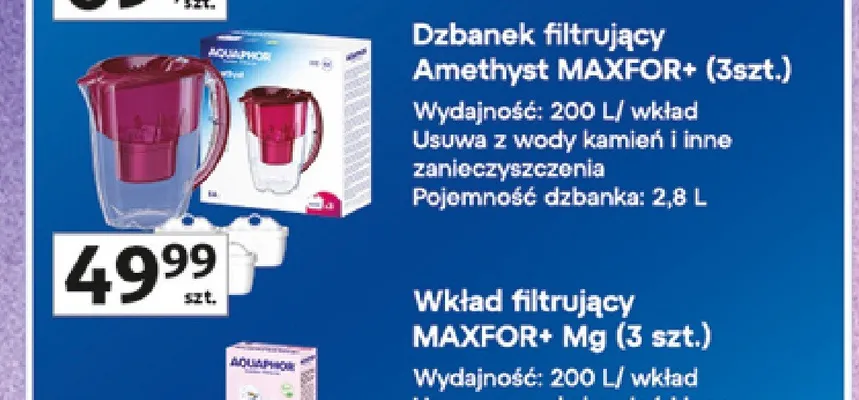 Dzbanek filtrujący Aquaphor Amethyst MAXFOR+ 3-pak promocja w Auchan
