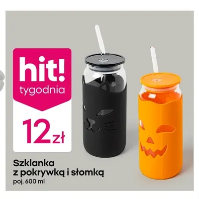 Szklanka z pokrywką i słomką 600 ml promocja w Pepco
