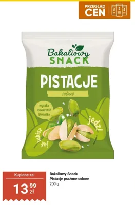 Pistacje prażone solone Bakaliowy Snack promocja w Dino