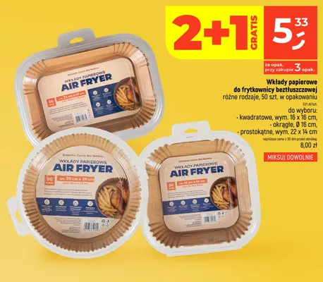 Wkłady papierowe do frytkownicy beztłuszczowej kwadratowe 16x16 cm promocja w Dealz