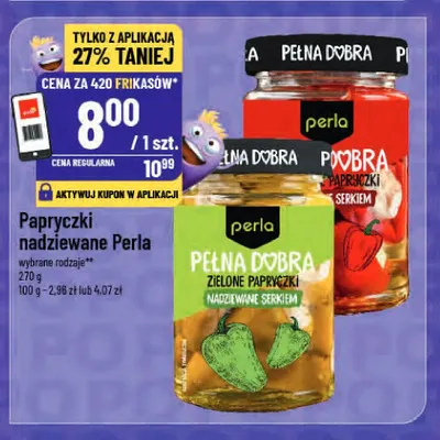 Zielone papryczki nadziewane serkiem Perla Pełna Dobra promocja w POLOmarket