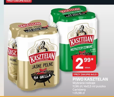 Piwo Kasztelan Jasne Pełne 4-pak promocja w Chorten